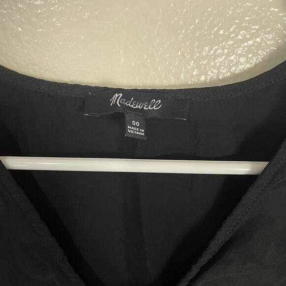 Madewell Brushed Ruched Front V Neck Long Sleeve Cupro Top US Women's 00 New - Picture 6 of 7